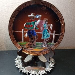 GORGEOUS Signed Sascha Brastoff Enamel On Copper 9" Plate